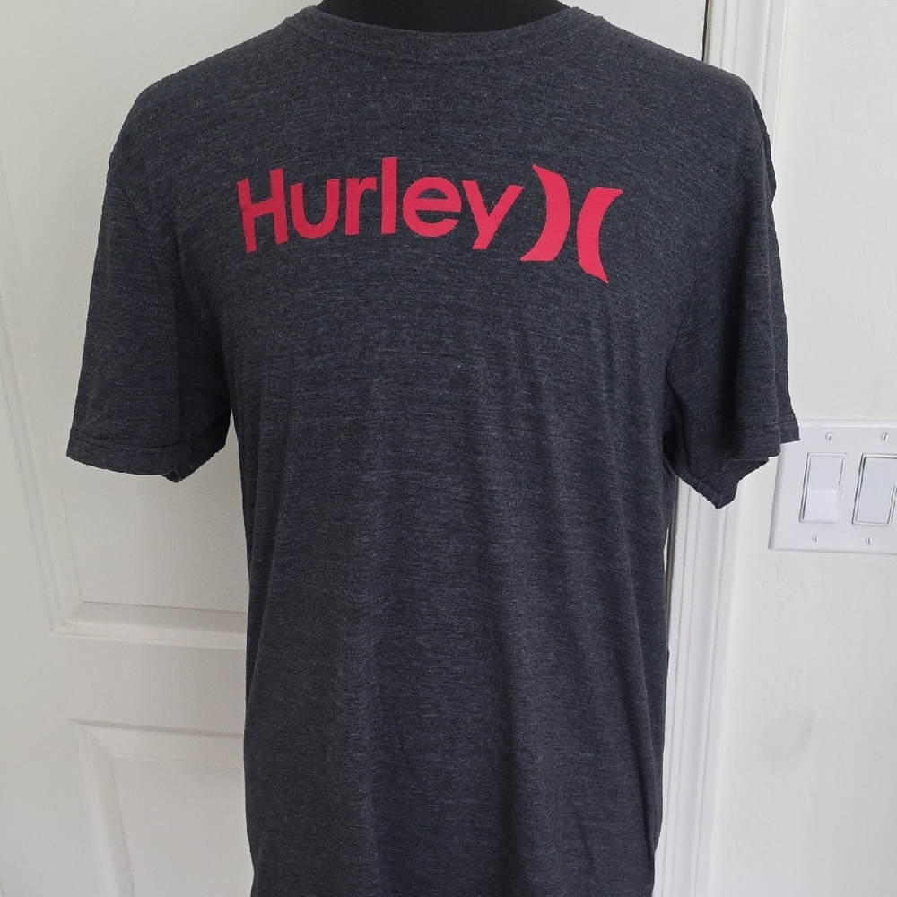 Hurley Charcoal Tee with Vibrant Red Logo